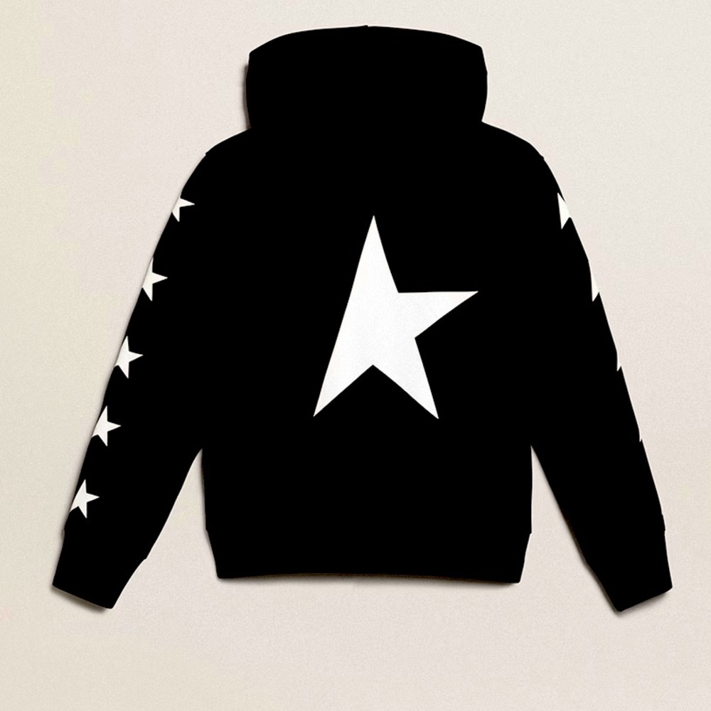 NWOT Golden Goose "Star" hoodie black white star 8 cotton streetwear boys sweats